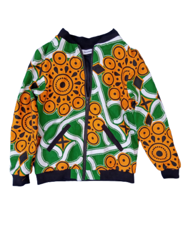 Bomber vert et orange en wax en taille 8 ans