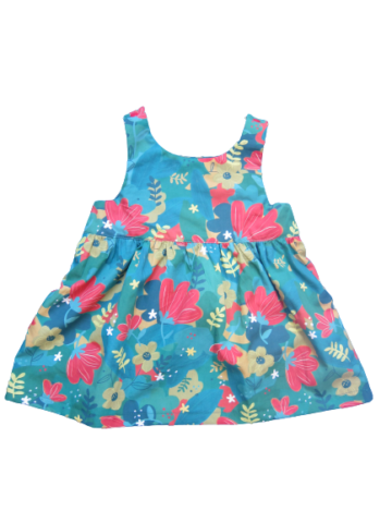 robe d'été pour enfant en tissu vert à fleurs certifié GOTS, taille 2 ans